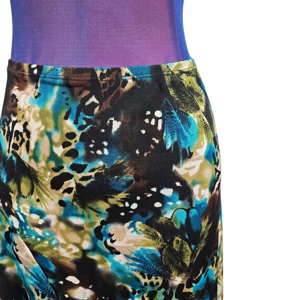 Vintage Y2K Forest Fairy Bleeker & McDougal Womens 1X Print Midi Skirt Bias Cut